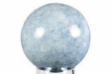 Polished Blue Calcite Sphere - Madagascar #239102-1